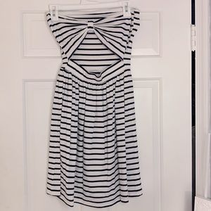 Ocean Drive White and Black Striped Strapless Dress